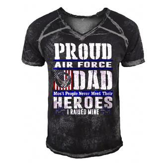 Proud Air Force Dad US Air Force Veteran Military Pride Men's Short Sleeve V-neck 3D Print Retro Tshirt | Mazezy