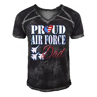 Proud Air Force Dad Us Heart Military Fathers Day Men Men's Short Sleeve V-neck 3D Print Retro Tshirt | Mazezy