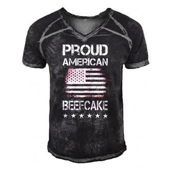 Proud American Beefcake Fourth Of July Patriotic Flag Men's Short Sleeve V-neck 3D Print Retro Tshirt | Mazezy