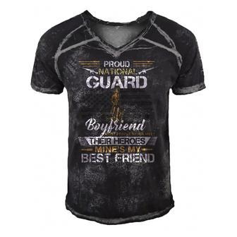 Proud Army National Guard Boyfriend Flag US Military Men's Short Sleeve V-neck 3D Print Retro Tshirt | Mazezy