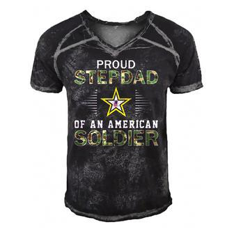 Proud Army Stepdad Of A Soldier-Proud Army Stepdad Army Men's Short Sleeve V-neck 3D Print Retro Tshirt | Mazezy