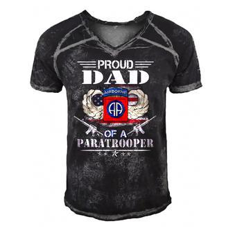 Proud Dad Of A Army 82Nd Airborne Division Paratrooper Men's Short Sleeve V-neck 3D Print Retro Tshirt | Mazezy