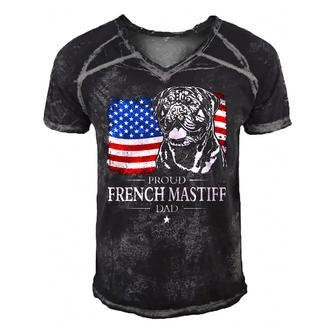 Proud French Mastiff American Flag Patriotic Dog Gift Men's Short Sleeve V-neck 3D Print Retro Tshirt | Mazezy