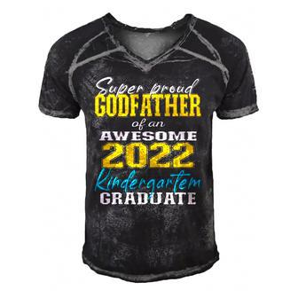 Proud Godfather Of Kindergarten Graduate 2022 Graduation Men's Short Sleeve V-neck 3D Print Retro Tshirt | Mazezy