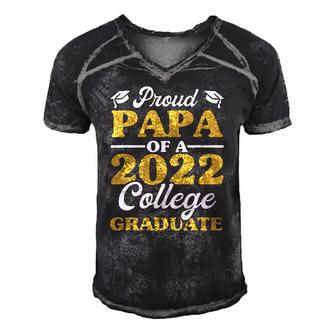 Proud Papa Of 2022 College Graduate Grandpa Graduation Men's Short Sleeve V-neck 3D Print Retro Tshirt | Mazezy