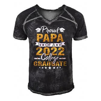 Proud Papa Of A 2022 College Graduate - Father Graduation Men's Short Sleeve V-neck 3D Print Retro Tshirt | Mazezy