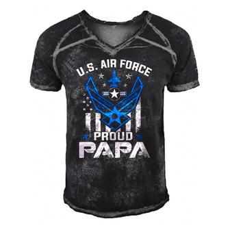 Proud Papa Us Air Force American Flag - Usaf Men's Short Sleeve V-neck 3D Print Retro Tshirt | Mazezy