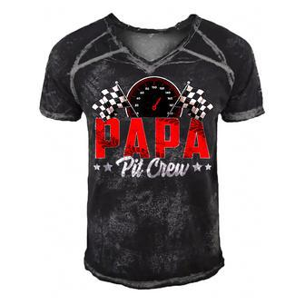 Race Car Birthday Party Racing Family Papa Pit Crew Men's Short Sleeve V-neck 3D Print Retro Tshirt - Seseable
