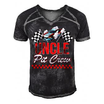 Race Car Birthday Party Racing Family Uncle Pit Crew Men's Short Sleeve V-neck 3D Print Retro Tshirt - Seseable