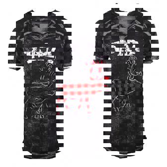 Red Plaid Papa Reindeer Top Matching Family Christmas Pj Men's Short Sleeve V-neck 3D Print Retro Tshirt | Mazezy