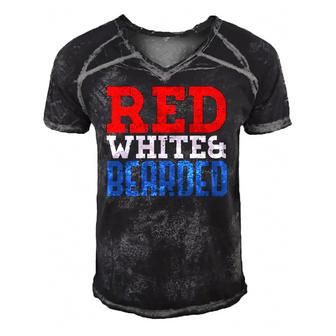 Red White And Bearded Funny 4Th Of July Pride Patriot Men Men's Short Sleeve V-neck 3D Print Retro Tshirt | Mazezy