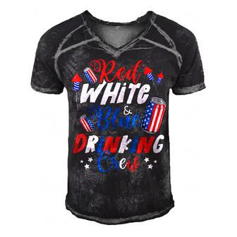 Red White & Blue Drinking Crew 4Th Of July 2022 Drink Party Men's Short Sleeve V-neck 3D Print Retro Tshirt - Seseable