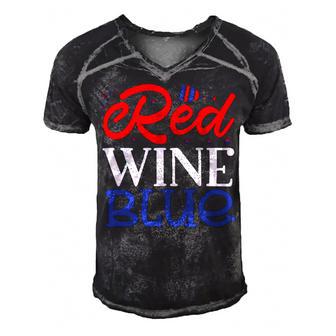 Red Wine Blue 4Th Of July Wine Red White Blue Wine Glasses V2 Men's Short Sleeve V-neck 3D Print Retro Tshirt | Favorety CA