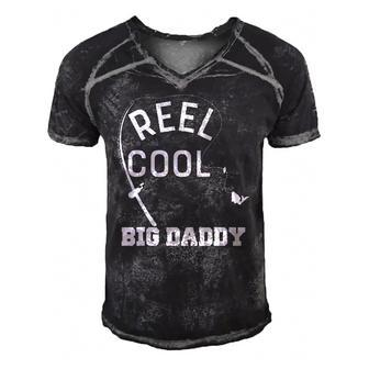 Reel Cool Big Daddy Fishing Fathers Day Gift Men's Short Sleeve V-neck 3D Print Retro Tshirt | Mazezy