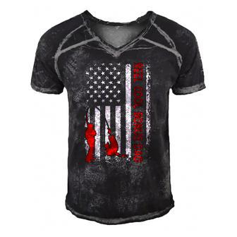 Reel Cool Bonus Dad  American Flag Fishing Fathers Day Men's Short Sleeve V-neck 3D Print Retro Tshirt