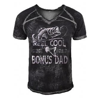 Reel Cool Bonus Dad Fishing - Fathers Day Fisherman Fishing Men's Short Sleeve V-neck 3D Print Retro Tshirt | Mazezy