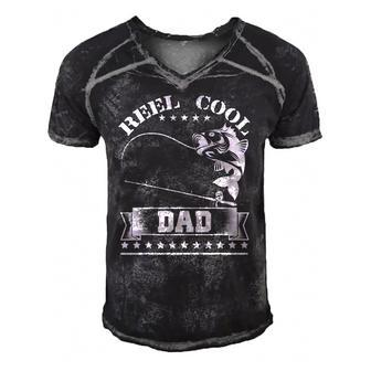 Reel Cool Dad Fishing Fathers Day Gift Men's Short Sleeve V-neck 3D Print Retro Tshirt | Mazezy