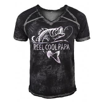 Reel Cool Papa Fishing Dad Gifts Fathers Day Fisherman Fish Men's Short Sleeve V-neck 3D Print Retro Tshirt - Seseable
