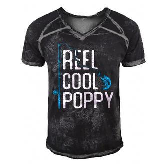 Reel Cool Poppy Fishing Fathers Day Gift Fisherman Poppy Men's Short Sleeve V-neck 3D Print Retro Tshirt