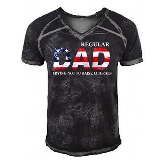 Regular Dad Trying Not To Raise Liberals Flag Fathers Day Men's Short Sleeve V-neck 3D Print Retro Tshirt