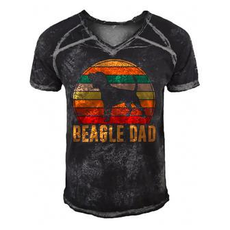 Retro Beagle Dad Gift Dog Owner Pet Tricolor Beagle Father Men's Short Sleeve V-neck 3D Print Retro Tshirt | Mazezy