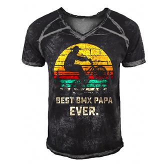 Retro Bmx Papa Freestyle Bike Funny Fathers Day Gift Men's Short Sleeve V-neck 3D Print Retro Tshirt | Mazezy