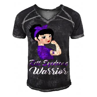 Rett Syndrome Warrior Purple Women Purple Ribbon Rett Syndrome Rett Syndrome Awareness Men's Short Sleeve V-neck 3D Print Retro Tshirt | Favorety