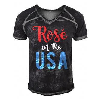 Rose In The Usa Cute Drinking 4Th Of July Men's Short Sleeve V-neck 3D Print Retro Tshirt | Mazezy