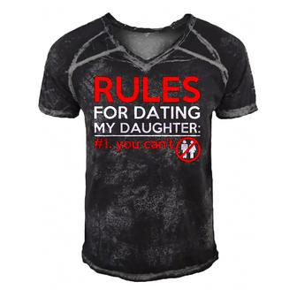 Rules For Dating My Daughter You Cant Daddy Father Men's Short Sleeve V-neck 3D Print Retro Tshirt | Mazezy