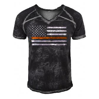 Search And Rescue Team Thin Orange Line Flag Men's Short Sleeve V-neck 3D Print Retro Tshirt | Mazezy
