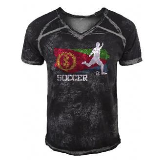 Soccer Eritrea Flag Football Team Soccer Player Men's Short Sleeve V-neck 3D Print Retro Tshirt | Mazezy