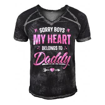 Sorry Boys My Heart Belongs To Daddy Girls Valentine Men's Short Sleeve V-neck 3D Print Retro Tshirt | Mazezy