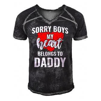 Sorry Boys My Heart Belongs To Daddy Kids Valentines Gift Men's Short Sleeve V-neck 3D Print Retro Tshirt | Mazezy