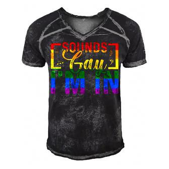 Sounds Gay Im In Funny Rainbow Sunglasses Lgbt Pride Men's Short Sleeve V-neck 3D Print Retro Tshirt - Seseable