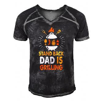 Stand Back Dad Is Grilling Funny Grilling Daddy Fathers Day Slogan Men's Short Sleeve V-neck 3D Print Retro Tshirt | Mazezy