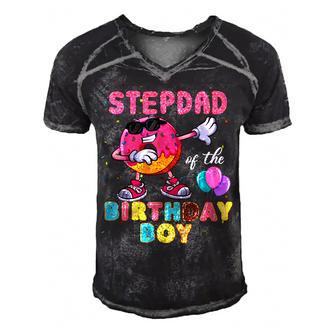 Stepdad Of The Birthday Boy Donut Dab Birthday Men's Short Sleeve V-neck 3D Print Retro Tshirt - Seseable