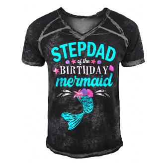 Stepdad Of The Birthday Mermaid Family Matching Men's Short Sleeve V-neck 3D Print Retro Tshirt | Seseable CA