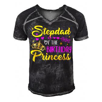 Stepdad Of The Birthday Princess Girl Matching Bday Men's Short Sleeve V-neck 3D Print Retro Tshirt - Seseable