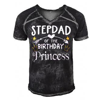 Stepdad Of The Birthday Princess Matching Family Men's Short Sleeve V-neck 3D Print Retro Tshirt - Seseable
