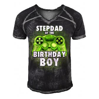 Stepdad Of The Gamer Boy Matching Video Game Birthday Men's Short Sleeve V-neck 3D Print Retro Tshirt - Seseable