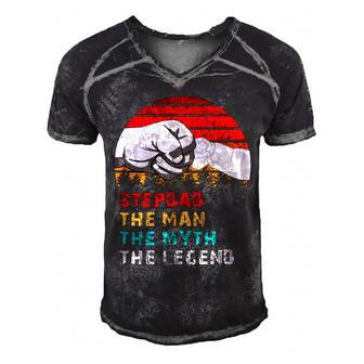 Stepdad The Man The Myth The Legend Men's Short Sleeve V-neck 3D Print Retro Tshirt - Monsterry