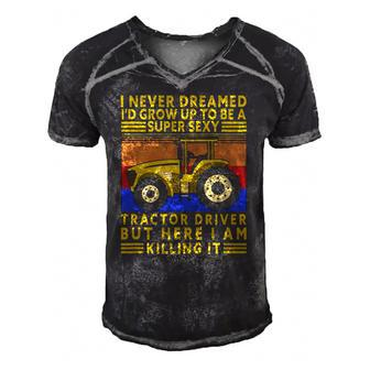 Super Sexy Tractor Driver Vintage Farmer Tractors Lovers Men's Short Sleeve V-neck 3D Print Retro Tshirt | Mazezy