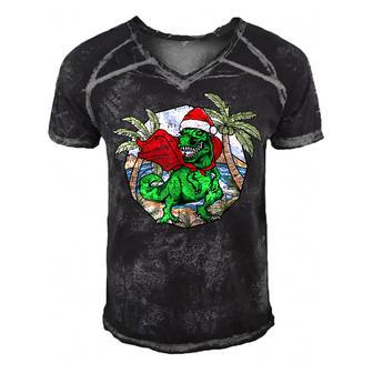 T-Rex Christmas In July Tropical Beach Summer Vacation  Men's Short Sleeve V-neck 3D Print Retro Tshirt