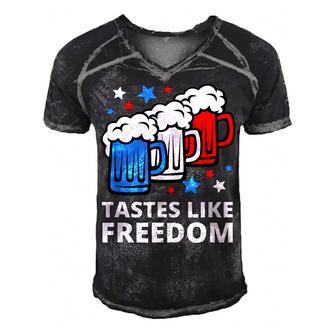 Tastes Like Freedom Funny 4Th Of July Beer Quote Men's Short Sleeve V-neck 3D Print Retro Tshirt - Seseable