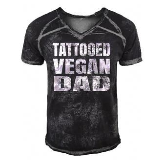 Tattooed Vegan Dad Gift For Fathers Day Men's Short Sleeve V-neck 3D Print Retro Tshirt | Mazezy