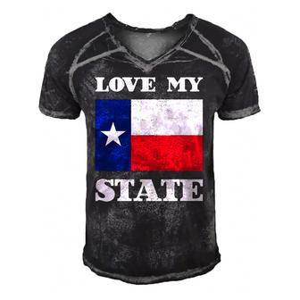 Texas State Flag Saying For A Pride Texan Loving Texas Men's Short Sleeve V-neck 3D Print Retro Tshirt | Mazezy