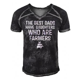 The Best Dads Have Daughters Who Are Farmers Men's Short Sleeve V-neck 3D Print Retro Tshirt | Mazezy