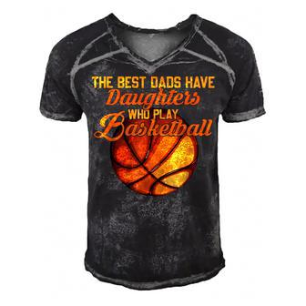 The Best Dads Have Daughters Who Play Basketball Fathers Day Men's Short Sleeve V-neck 3D Print Retro Tshirt - Seseable