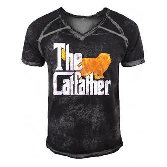 The Catfather Cat Father Father Father Cat Men's Short Sleeve V-neck 3D Print Retro Tshirt | Mazezy