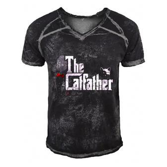 The Catfather Funny Cat Dad Gift Father Of Cats Men's Short Sleeve V-neck 3D Print Retro Tshirt | Mazezy